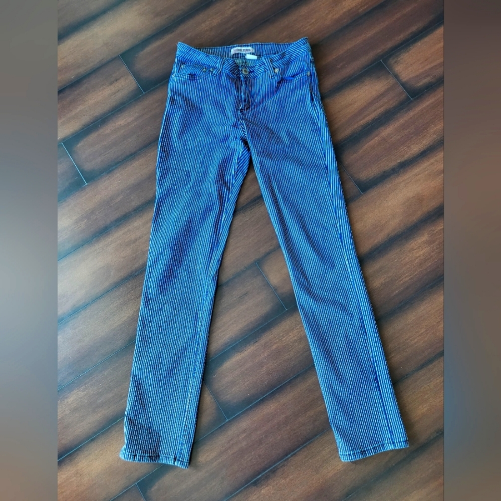 Women's Skinny Mid Rise Stripped Jeans